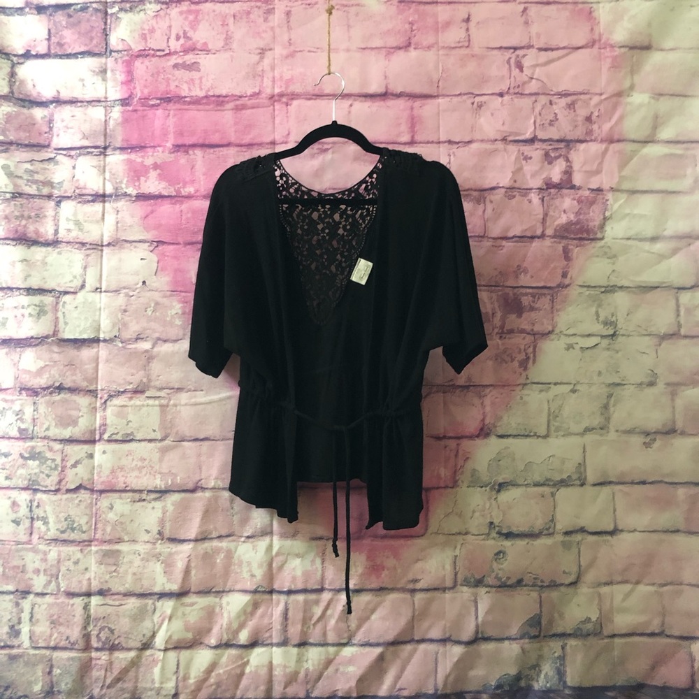 black cardigan ties in front